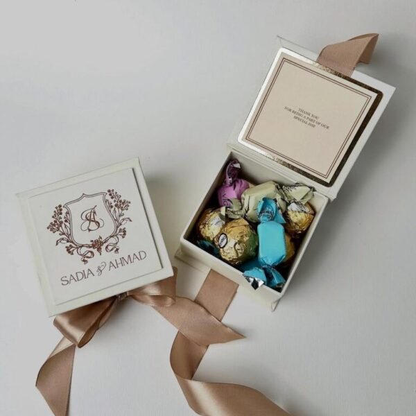 Luxury Wedding sweet box | Stunning Square Ribbon Design
