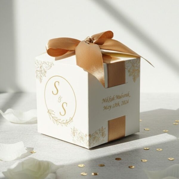 Luxury Nikah Bid Box with Gold Ribbon