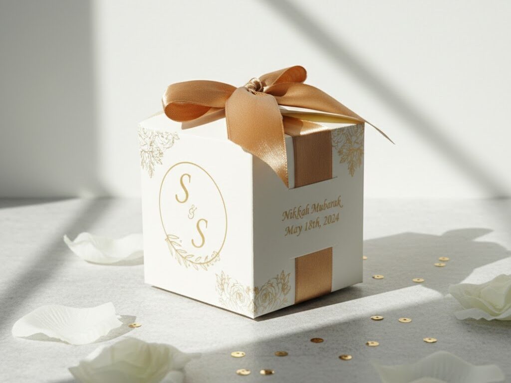 Luxury Nikah Bid Box with Gold Ribbon